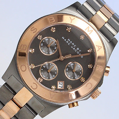  Shop Authentic Marc Jacobs Blade Chronograph Grey Dial Two Tone Steel Strap Watch for Women - MBM8583 - Luxxuri