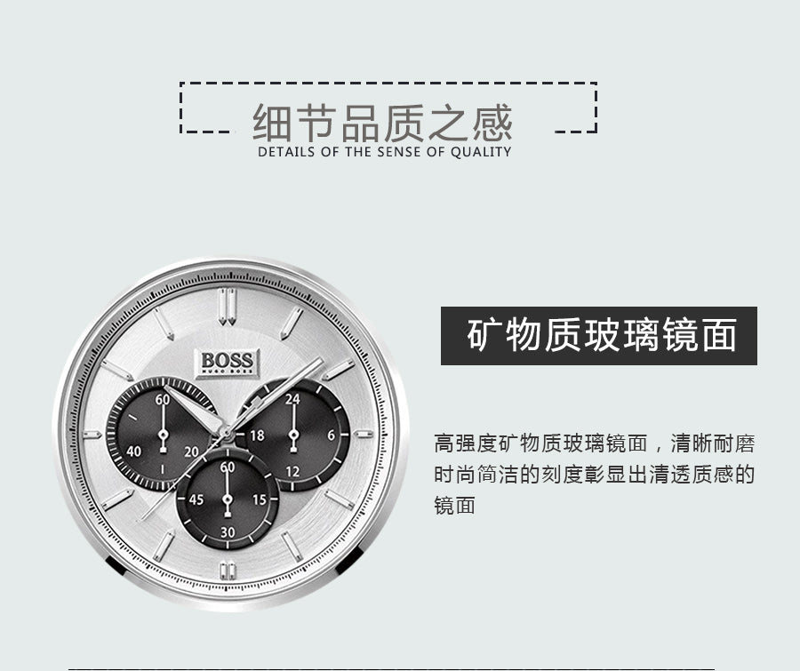  Shop Authentic Hugo Boss Driver Chronograph Quartz Silver Dial Black Leather Strap Watch For Men - 1512880 - Luxxuri