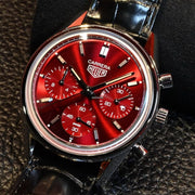  Shop Authentic Tag Heuer Carrera Automatic Chronograph Red Dial Black Leather Strap Watch for Men - CBK221G.FC6479 - Luxxuri
