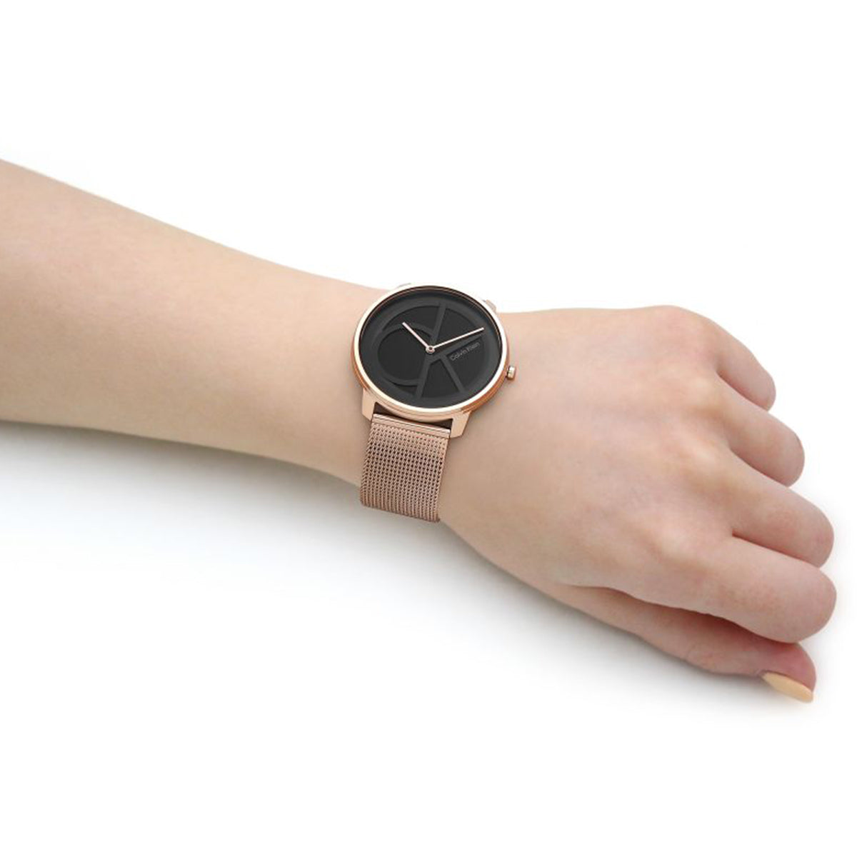  Shop Authentic Calvin Klein Minimal Black Dial Rose Gold Mesh Bracelet Watch for Men - K3M22621 - Luxxuri