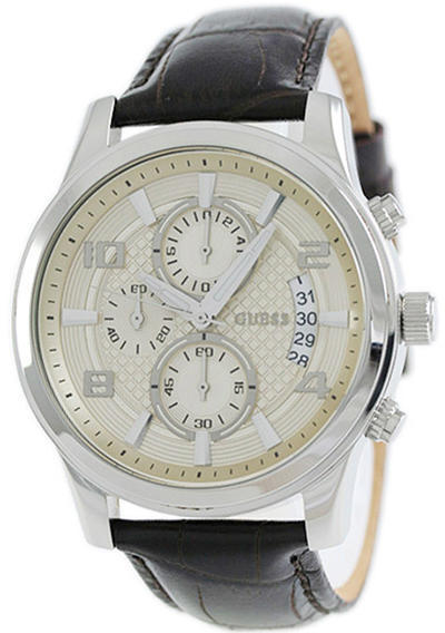  Shop Authentic Guess Exec Chronograph White Dial Brown Leather Strap Watch For Men - W0076G2 - Luxxuri