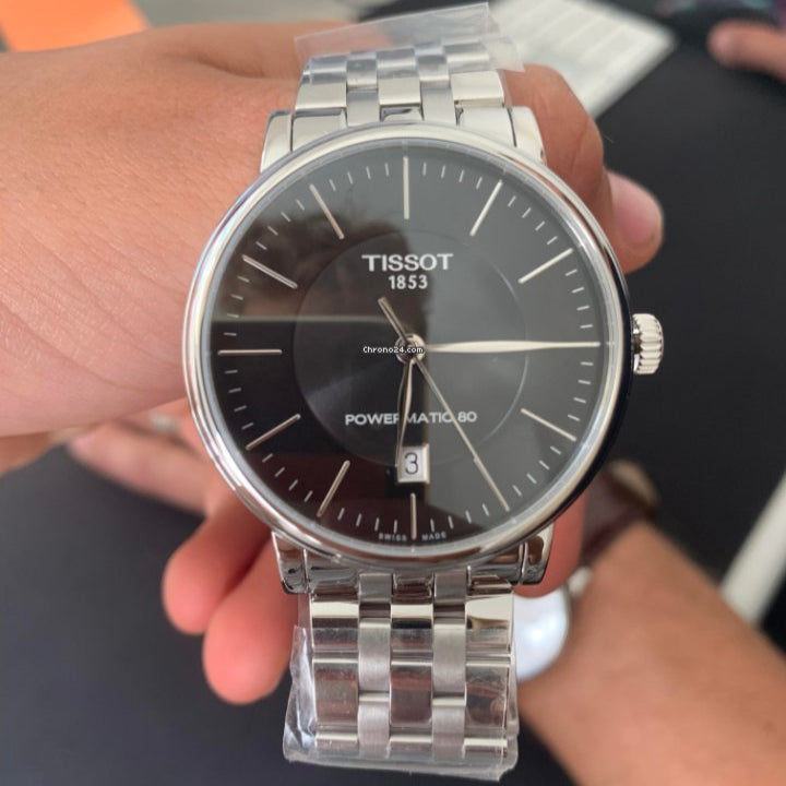 Shop Authentic Tissot T Classic Carson Premium Powermatic 80 Black Dial Silver Steel Strap Watch For Men - T122.407.11.051.00 - Luxxuri