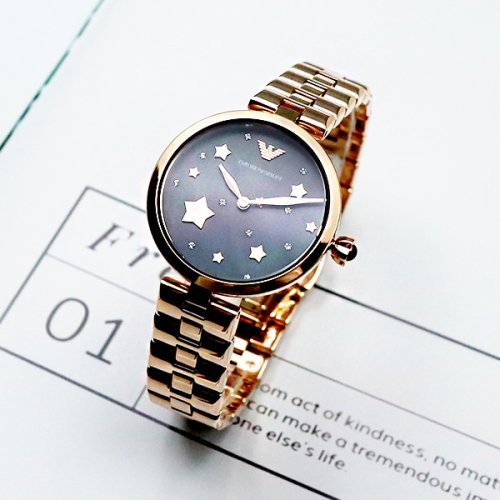  Shop Authentic Emporio Armani Arianna Black Dial Rose Gold Stainless Steel Watch For Women - AR11197 - Luxxuri