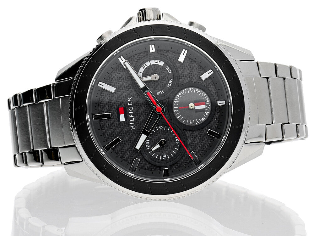  Shop Authentic Tommy Hilfiger Aiden Chronograph Grey Dial Silver Steel Strap Watch For Men - 1791857 - Luxxuri