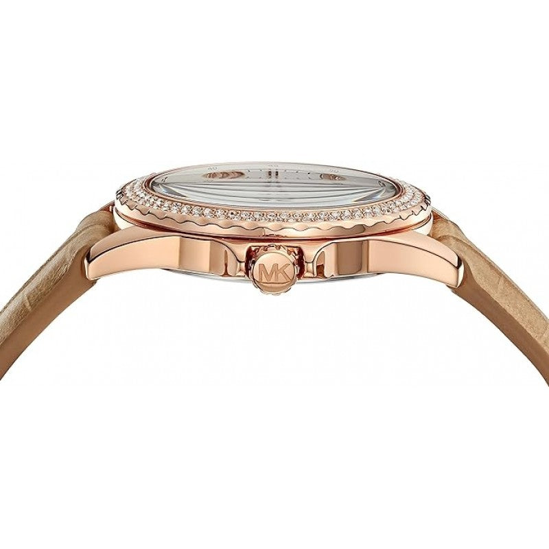  Shop Authentic Michael Kors Mini Everest Crystals White Dial Brown Leather Strap Watch for Women - MK4719 - Luxxuri