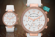  Shop Authentic Michael Kors Parker White Diamonds Dial White Leather Strap Watch for Women - MK2281 - Luxxuri