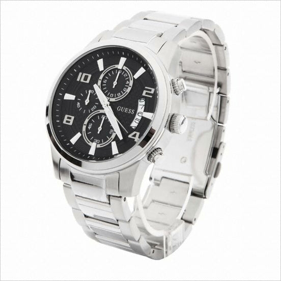  Shop Authentic Guess Exec Chronograph Quartz Black Dial Silver Steel Strap Watch For Men - W0075G1 - Luxxuri