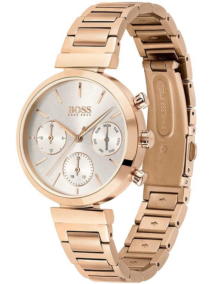  Shop Authentic Hugo Boss Flawless Quartz White Dial Gold Steel Strap Watch for Women -1502531 - Luxxuri