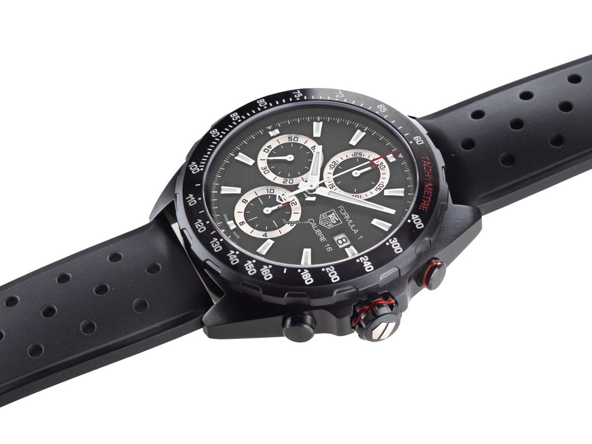  Shop Authentic Tag Heuer Formula 1 Automatic Chronograph Black Dial Black Leather Strap Watch for Men - CAZ2011.FT8024 - Luxxuri