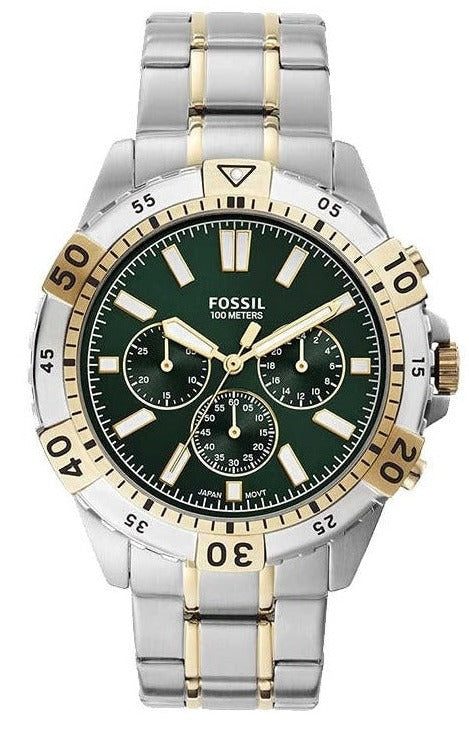  Shop Authentic Fossil Garrett Chronograph Green Dial Two Tone Steel Strap Watch for Men - FS5622 - Luxxuri