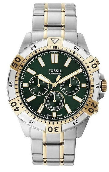  Shop Authentic Fossil Garrett Chronograph Green Dial Two Tone Steel Strap Watch for Men - FS5622 - Luxxuri