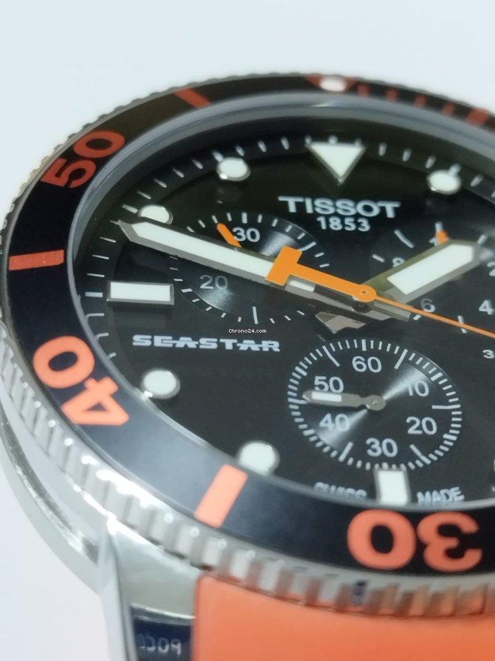  Shop Authentic Tissot Seastar 1000 Chronograph Black Dial Orange Rubber Strap Watch For Men - T120.417.17.051.01 - Luxxuri