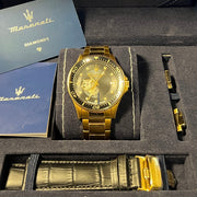  Shop Authentic Maserati SFIDA Black Dial Yellow Gold Toned Stainless Steel Watch For Men - R8823140003 - Luxxuri