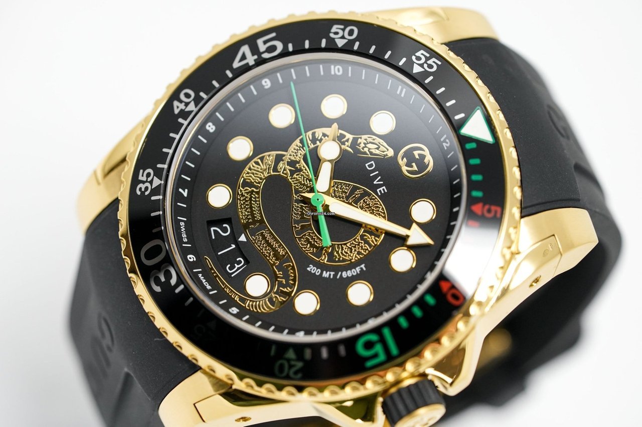  Shop Authentic Gucci Dive Quartz Black Dial Black Rubber Strap Watch For Men - YA136219 - Luxxuri