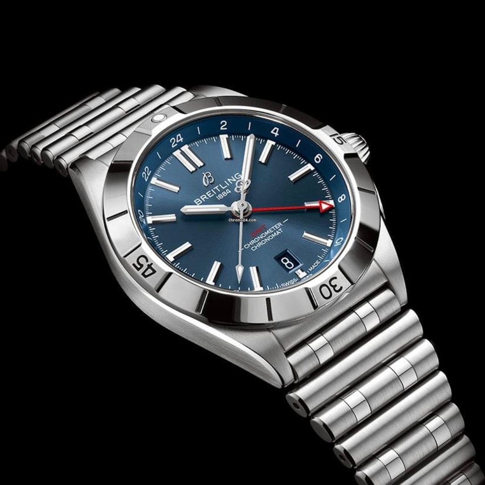  Shop Authentic Breitling Chronomat GMT 40 Blue Dial Silver Steel Strap Watch for Men - A32398101C1A1 - Luxxuri