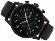  Shop Authentic Hugo Boss Navigator Black Dial Black Leather Strap Watch for Men - 1513497 - Luxxuri
