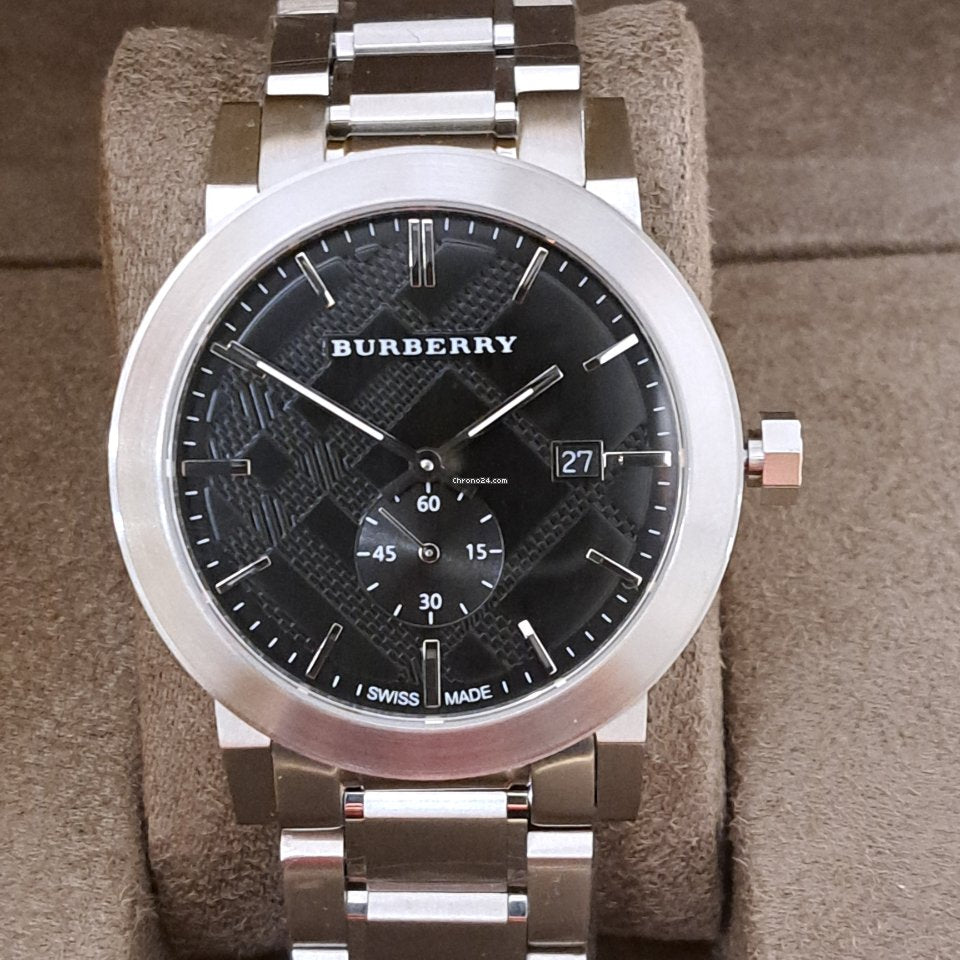  Shop Authentic Burberry The City Black Dial Silver Steel Strap Watch for Men - BU9901 - Luxxuri