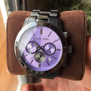  Shop Authentic Michael Kors Runway Chronograph Purple Dial Black Steel Strap Watch For Women - MK5954 - Luxxuri