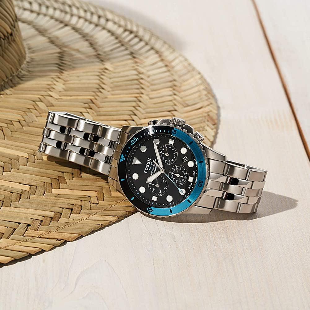  Shop Authentic Fossil FB-01 Chronograph Black Dial Silver Steel Strap Watch for Men - FS5827 - Luxxuri
