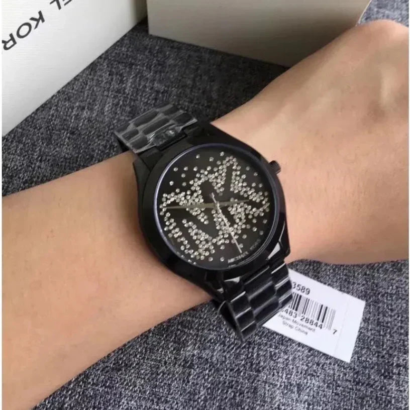  Shop Authentic Michael Kors Slim Runway Black Dial Black Steel Strap Watch for Women - MK3589 - Luxxuri