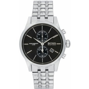  Shop Authentic Hugo Boss Jet Black Dial Silver Steel Strap Watch for Men - 1513383 - Luxxuri