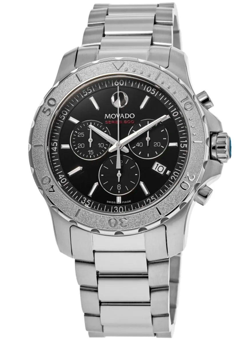  Shop Authentic Movado Series 800 Chronograph Black Dial Silver Steel Strap Watch For Men - 2600110 - Luxxuri