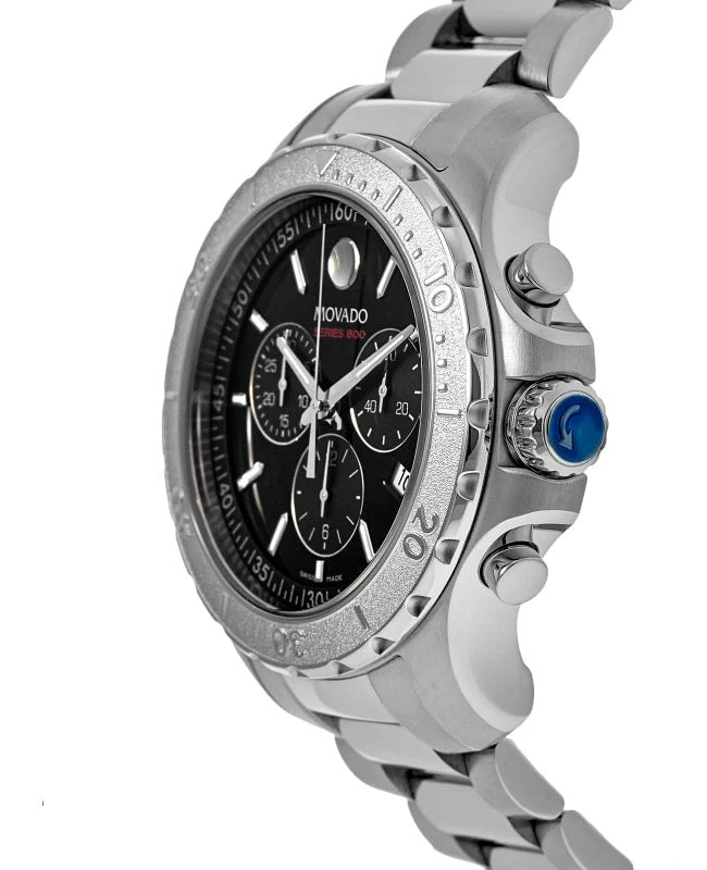  Shop Authentic Movado Series 800 Chronograph Black Dial Silver Steel Strap Watch For Men - 2600110 - Luxxuri