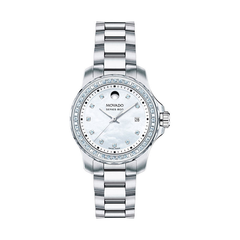  Shop Authentic Movado Series 800 29mm Mother of Pearl Dial Diamond Watch For Women - 2600120 - Luxxuri
