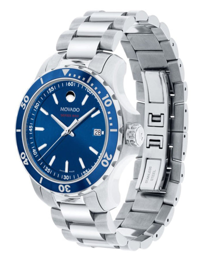  Shop Authentic Movado Series 800 Blue Dial Silver Steel Strap Watch For Men - 2600137 - Luxxuri