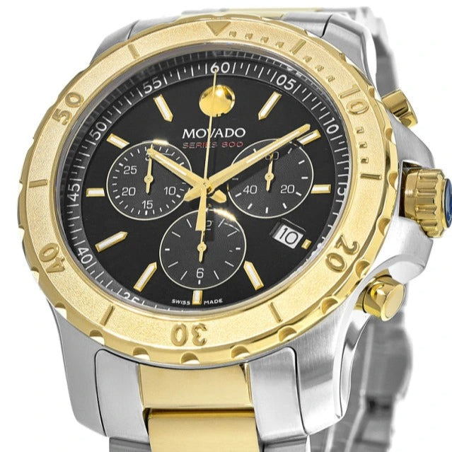 Shop Authentic Movado Series 800 Chronograph Black Dial Two Tone Steel Strap Watch For Men - 2600138 - Luxxuri