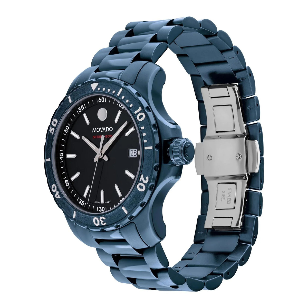  Shop Authentic Movado Series 800 Black Dial Blue Ion Plated Steel Strap Watch for Men - 2600139 - Luxxuri
