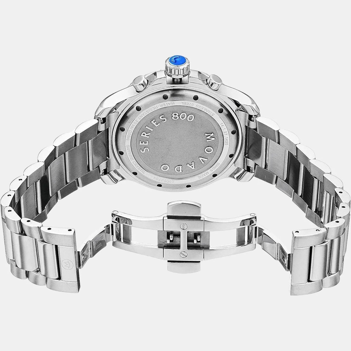  Shop Authentic Movado Series 800 Chronograph Blue Dial Silver Steel Strap Watch For Men - 2600141 - Luxxuri