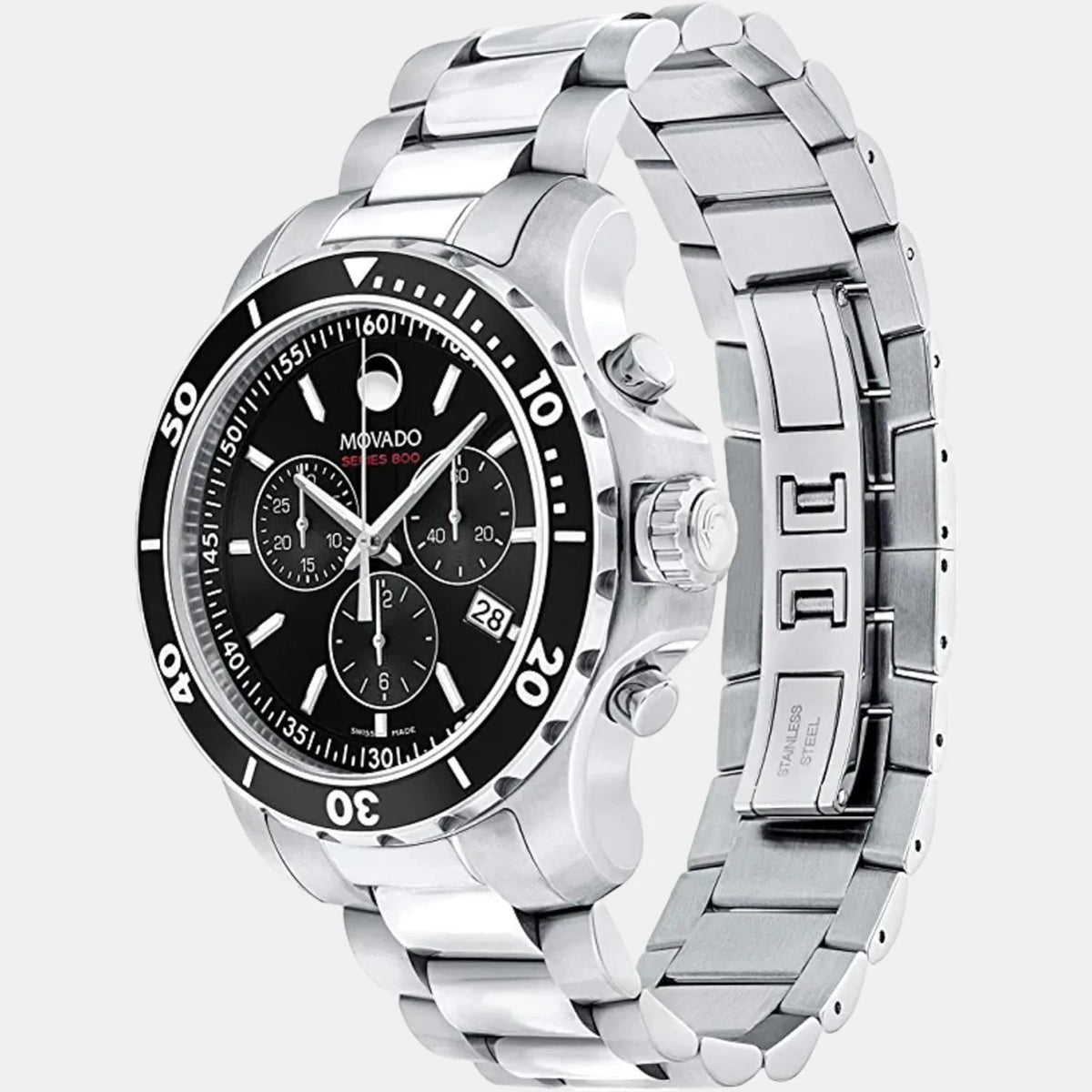  Shop Authentic Movado Series 800 Chronograph Black Dial Silver Steel Strap Watch For Men - 2600142 - Luxxuri