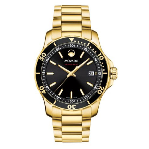  Shop Authentic Movado Series 800 Black Dial Gold Steel Strap Watch For Men - 2600145 - Luxxuri