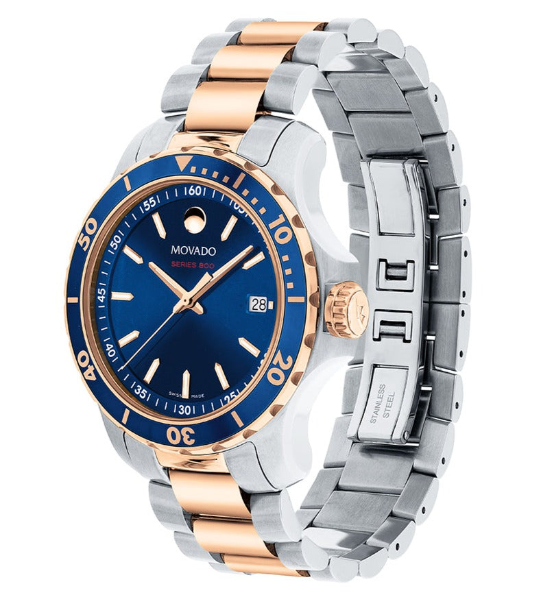  Shop Authentic Movado Series 800 Blue Dial Two Tone Steel Strap Watch for Men - 2600149 - Luxxuri