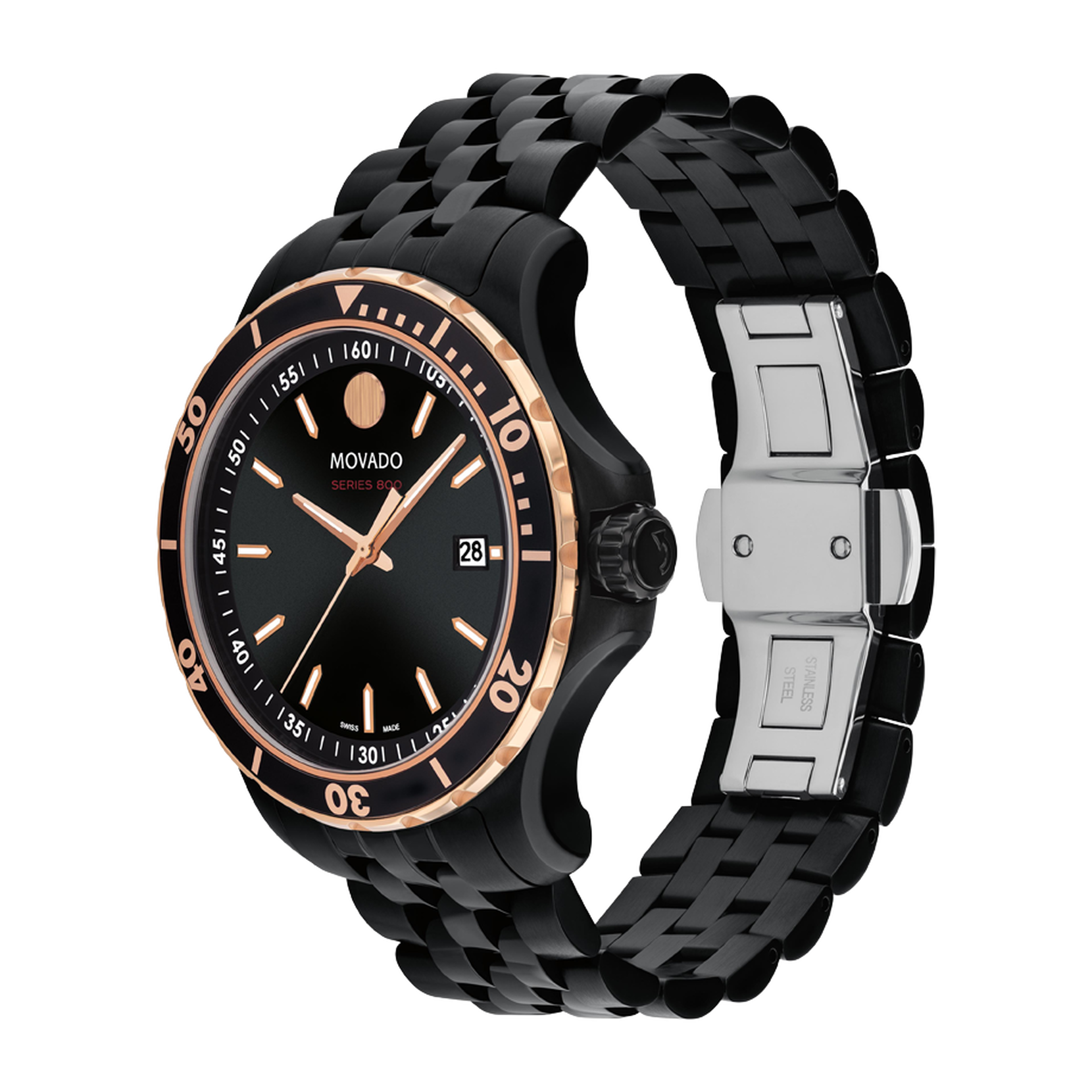  Shop Authentic Movado 800 Series Black Dial Black Steel Strap Watch For Men - 2600162 - Luxxuri