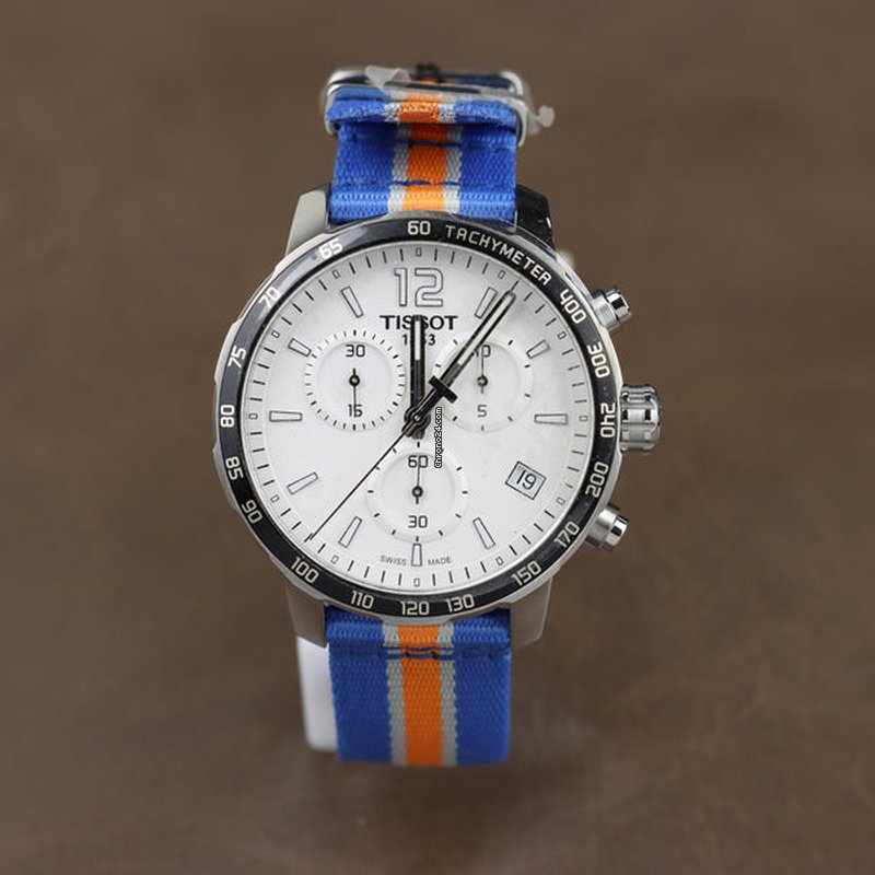  Shop Authentic Tissot Quickster Chronograph NBA New York Kicks White Dial Multicolored Nato Strap Watch For Men - T095.417.17.037.06 - Luxxuri