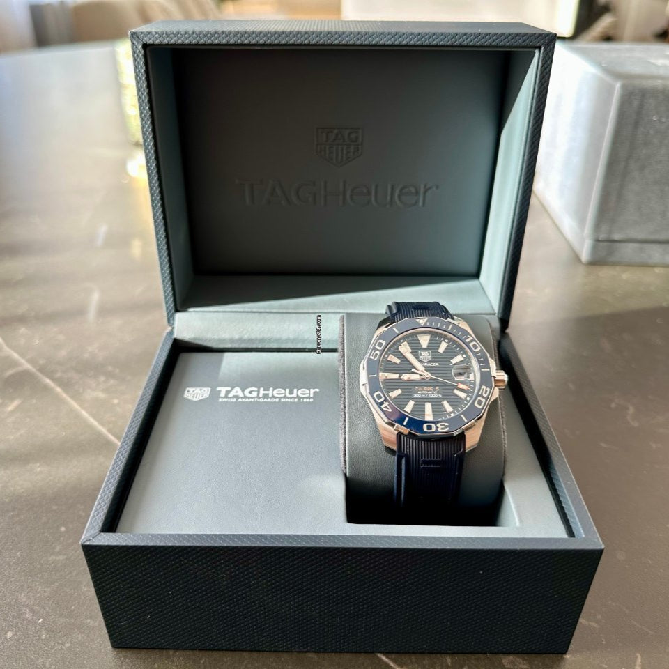  Shop Authentic Tag Heuer Aquaracer Calibre 5 Blue Dial Blue Silicone Strap Watch for Men -  WAY211C.FT6155 - Luxxuri