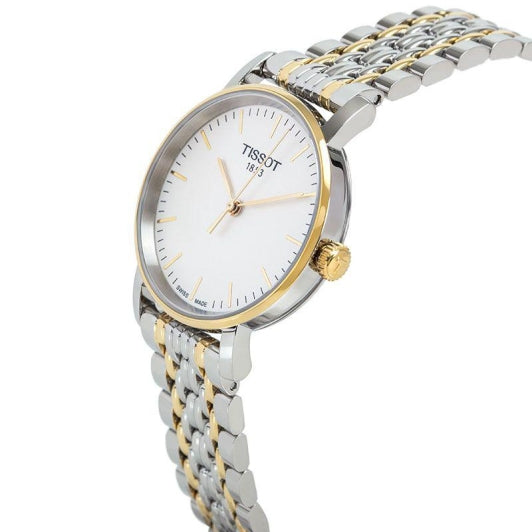  Shop Authentic Tissot T Classic Everytime Small White Dial Two Tone Mesh Bracelet Watch For Women - T109.210.22.031.00 - Luxxuri