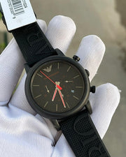  Shop Authentic Emporio Armani Luigi Chronograph Black Dial Black Rubber Strap Watch For Men - AR11024 - Luxxuri