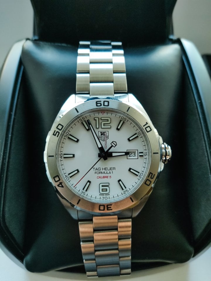  Shop Authentic Tag Heuer Formula 1 Calibre 5 Automatic White Dial Silver Steel Strap Watch for Men - WAZ2114.BA0875 - Luxxuri