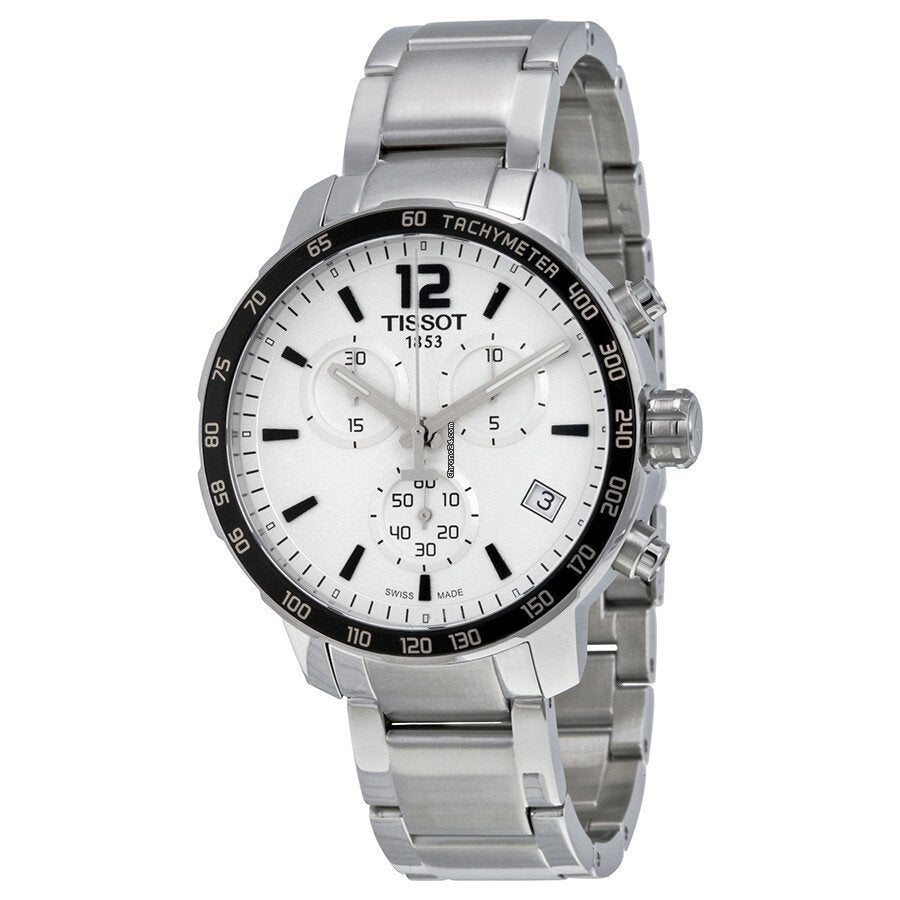  Shop Authentic Tissot Quickster Chronograph Silver Dial Watch For Men - T095.417.11.037.00 - Luxxuri