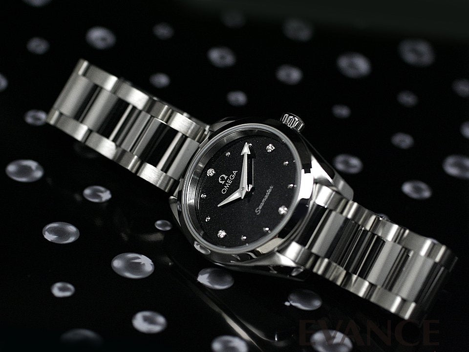  Shop Authentic Omega Seamaster Aqua Terra Quartz Diamond Black Dial Silver Steel Strap Watch for Women - 220.10.28.60.51.001 - Luxxuri