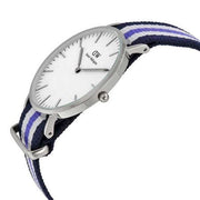  Shop Authentic Daniel Wellington Classic Trinity White Dial Three Tone Nylon Strap Watch For Women - 0609DW - Luxxuri