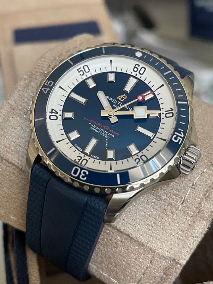  Shop Authentic Breitling Superocean Automatic 42mm Blue Dial Blue Rubber Strap Watch for Men - A17375E71C1S1 - Luxxuri
