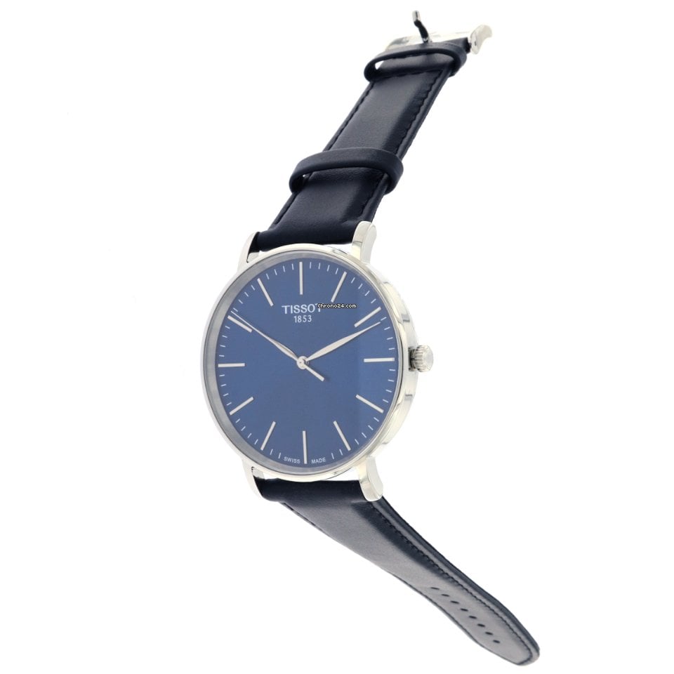  Shop Authentic Tissot Everytime Gent Blue Dial Black Leather Strap Watch for Men - T143.410.16.041.00 - Luxxuri