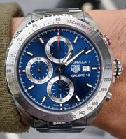  Shop Authentic Tag Heuer Formula 1 Automatic Chronograph Blue Dial Silver Strap Watch for Men - CAZ2015.BA0876 - Luxxuri