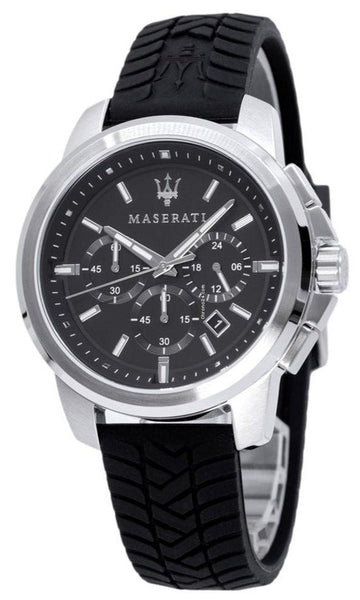  Shop Authentic Maserati Successo Chronoraph Black Dial Black Silicon Strap Watch For Men - R8871621014 - Luxxuri