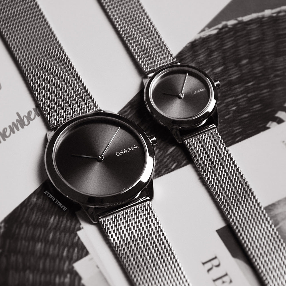  Shop Authentic Calvin Klein Minimal Grey Dial Silver Mesh Bracelet Watch for Women - K3M221Y3 - Luxxuri