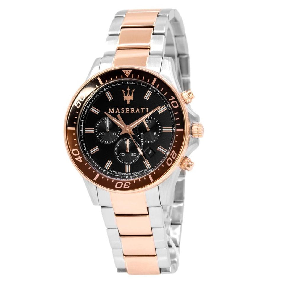  Shop Authentic Maserati SFIDA Chronograph Black Dial Two Tone Steel Strap Watch For Men - R8873640009 - Luxxuri